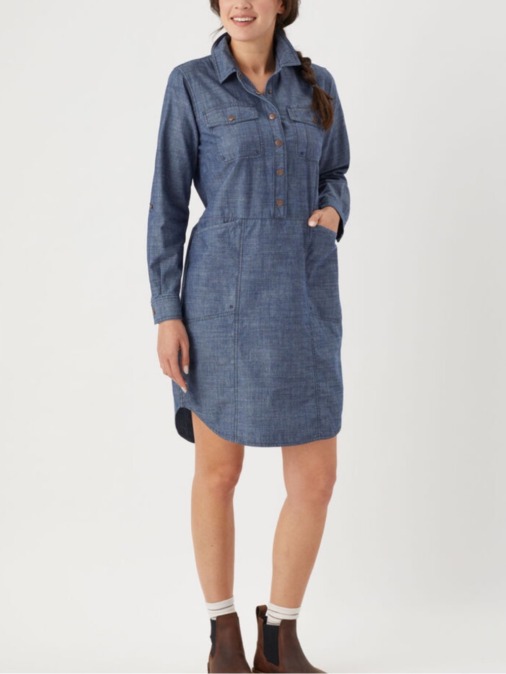 Duluth Trading Co Rootstock Chambray Shirt Dress XL Like New